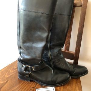 Frye Black Harness Tall Boots Size 8